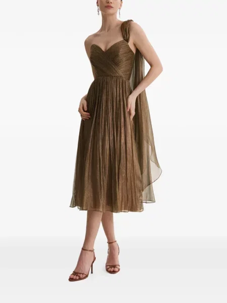 Rochie midi Framboise cu un umăr gol maro
