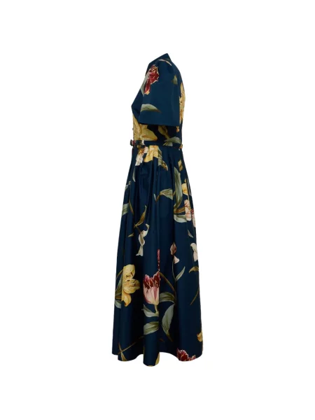 Rochie midi Leo Lin cu model floral cu imagine albastru