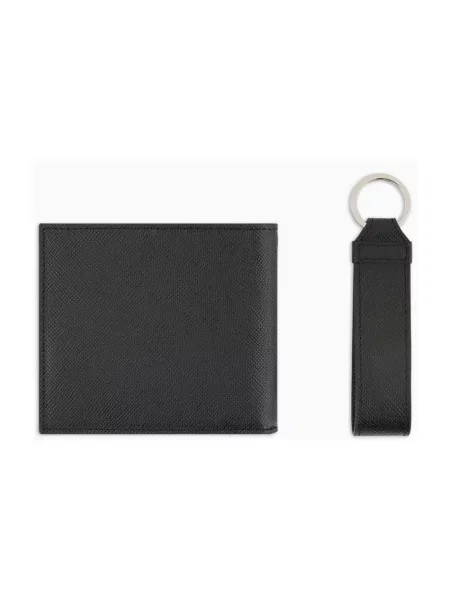 Armani Exchange portfel skórzany + brelok czarny