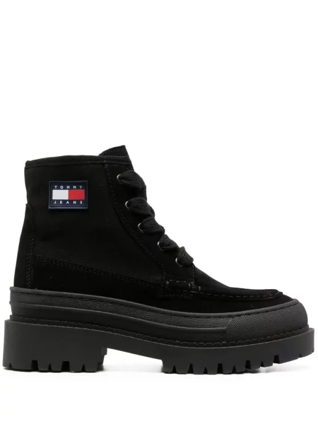 Botine Tommy Jeans cu șireturi din dantelă negru