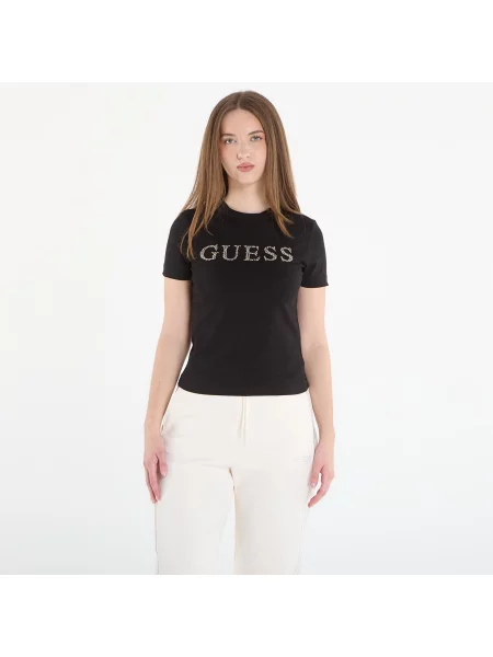 Tričko GUESS Octavia Rn Ss T-Shirt Jet Black L černé