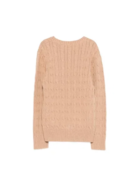 Sweter z dzianiny z prążkowanymi wykończeniami Polo Ralph Lauren beżowy