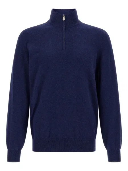 Golf golf Brunello Cucinelli z zamkiem błyskawicznym do połowy niebieski