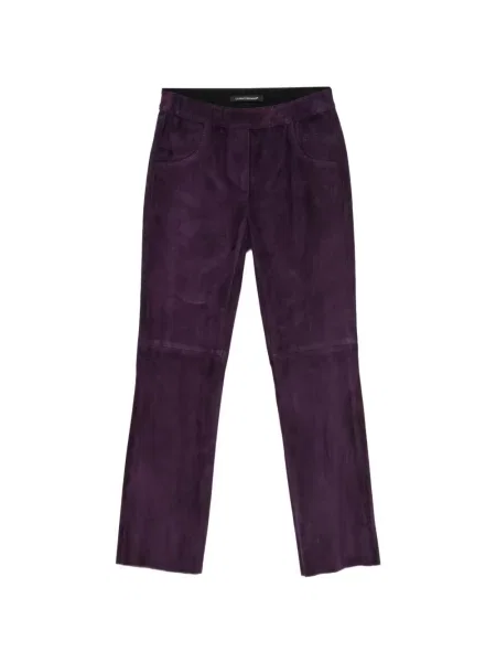 Pantaloni Luisa Cerano din piele de căprioară violet