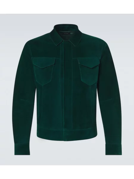 Geacă Tom Ford din piele de căprioară verde