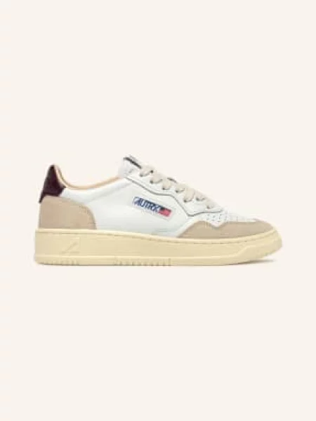 Autry Sneakersy Medalist Low Ls / béžová / tmavě fialová bílá