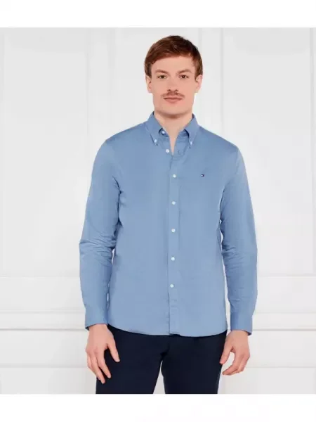 Tommy Hilfiger Cămașă | cu adaos de in albastru