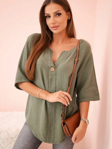 Koszula Kesi Włoski muślinowa khaki