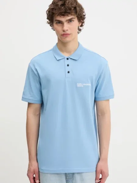 Karl Lagerfeld Jeans polo gładki niebieski