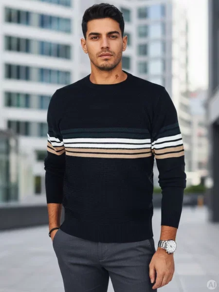 Sweter w paski Dstreet granatowy