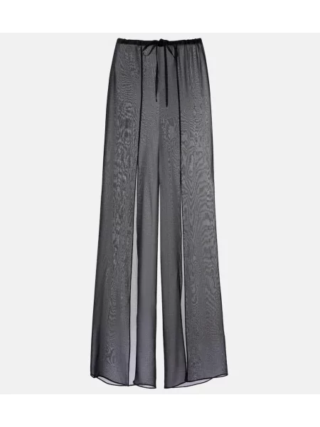 Pantaloni Balmain de mătase negru