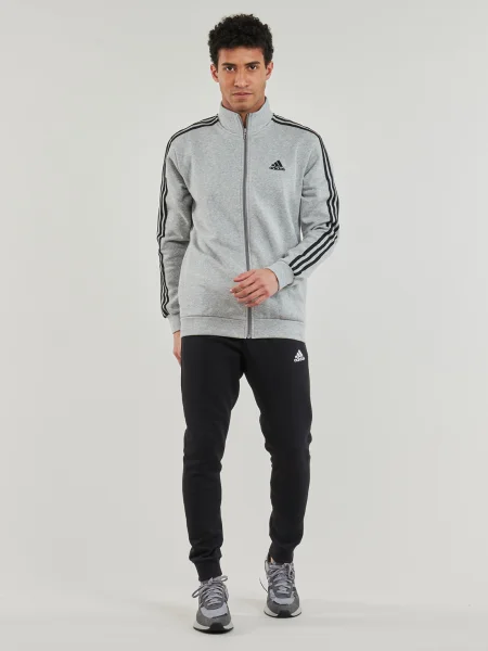 Pruhovaná tepláková súprava Adidas sivá