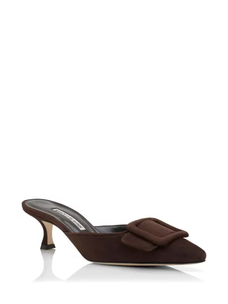 Szarvasbőr csatos mules Manolo Blahnik barna