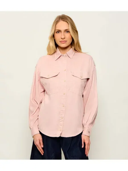 GUESS Cămașă LARA | Relaxed fit | cu adaos de in roz