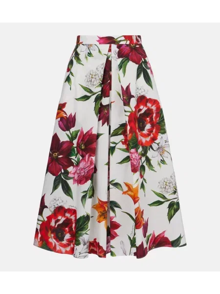 Fustă midi Dolce&gabbana cu model floral până la genunchi din poplin