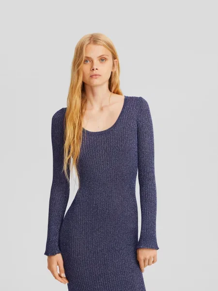 Bershka Rochie tricotat albastru