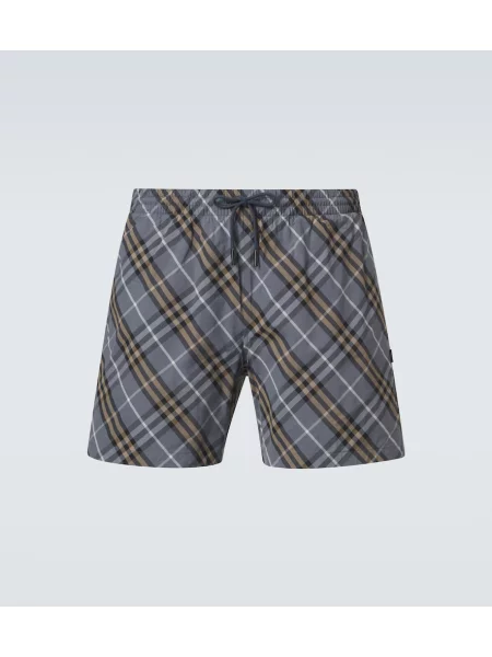 Slip de baie Burberry în carouri albastru