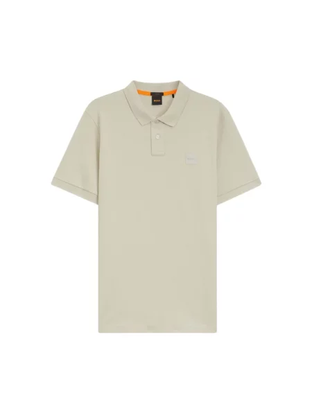 Slim Fit koszulka polo z mieszanki bawełny Boss Orange beżowa