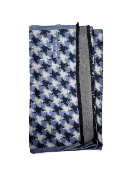 Κασκόλ Kiton houndstooth μπλε
