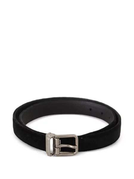 Curea Dolce & Gabbana de catifea cu cataramă cu autograf negru