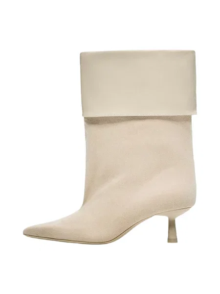 Bershka Botine natural alb