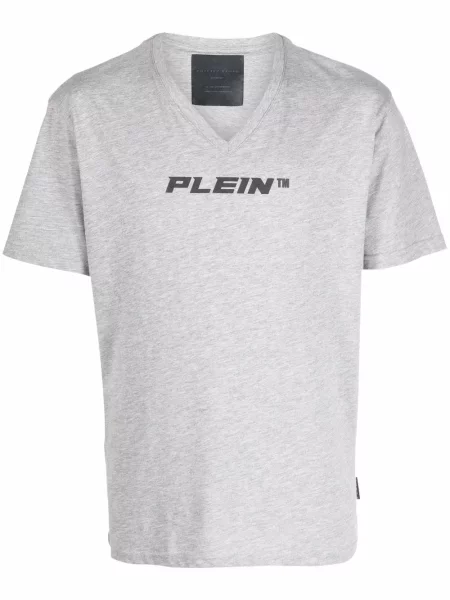 Tricou Philipp Plein cu imagine cu decolteu în V gri