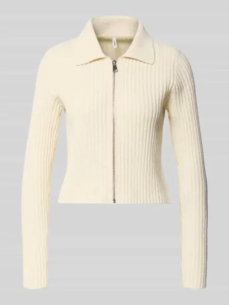 Kardigan rozpinany o kroju regular fit z prążkowaną fakturą model „ELLY” Only