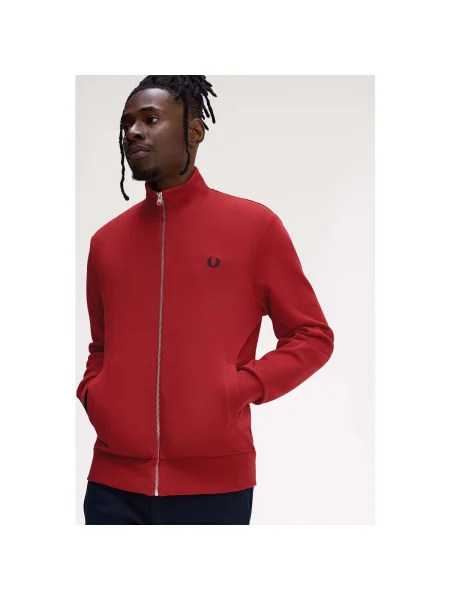 Hanorac cu fermoar Fred Perry roșu