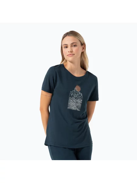 Tricou pentru femei super.natural Preikestolen Cliffs Tee blueberry/feather grey/copper gri