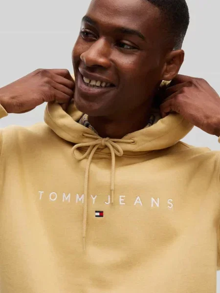 Bluza z kapturem o kroju regular fit z napisem z logo Tommy Jeans beżowa