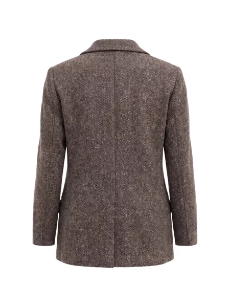 Sacou Brunello Cucinelli cu model herringbone maro