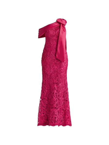 Maksi sukienka maxi Tadashi Shoji na jednym ramieniu garniturowa różowa