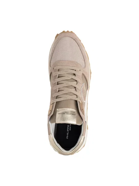 Sneakersy Philippe Model do biegania sznurowane zamszowe beżowe