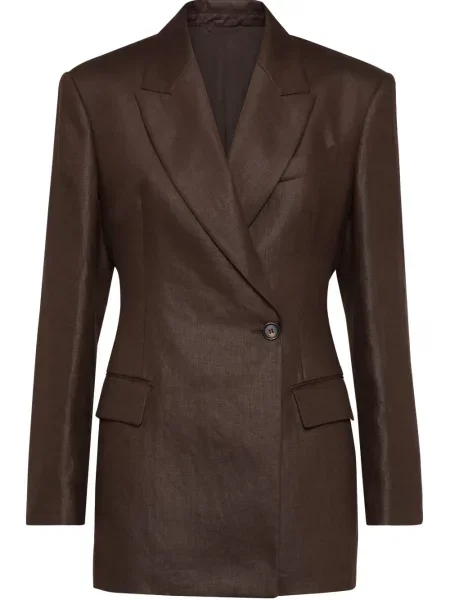 Sacou Brunello Cucinelli din țesătură twill maro