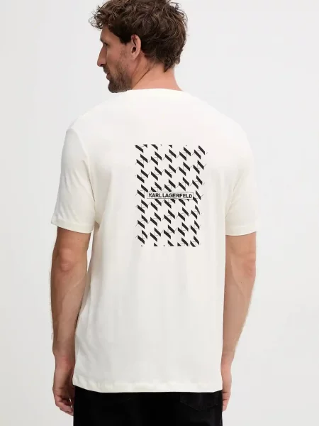 Karl Lagerfeld t-shirt z nadrukiem beżowy