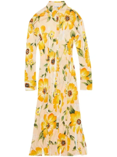 Rochie midi Acne Studios cu model floral cu imagine până la genunchi