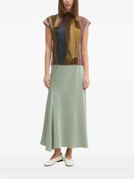 Top Sandro Ferrone cu imagine cu imprimeu abstract plisat maro