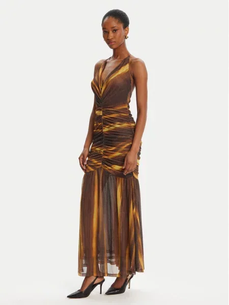 BARDOT Cocktail obleka Aries Mesh Maxi rjava