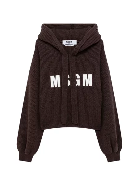 Hanorac cu glugă Msgm cu imagine maro