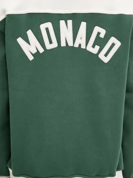 Hanorac Rhude cu broderie de jumătate de fermoar verde