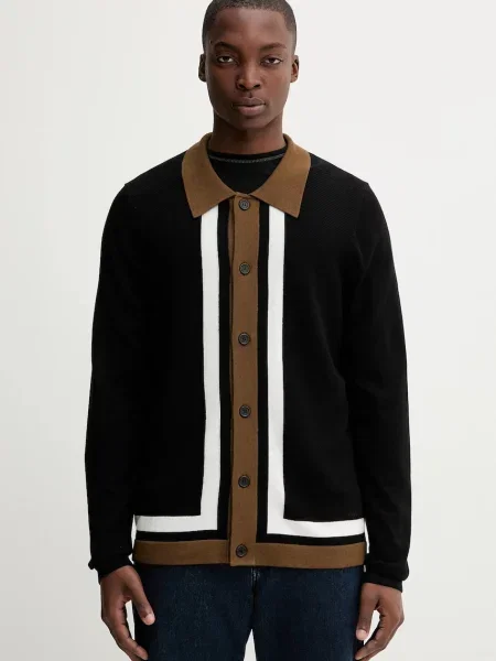 HUGO cardigan de lână negru