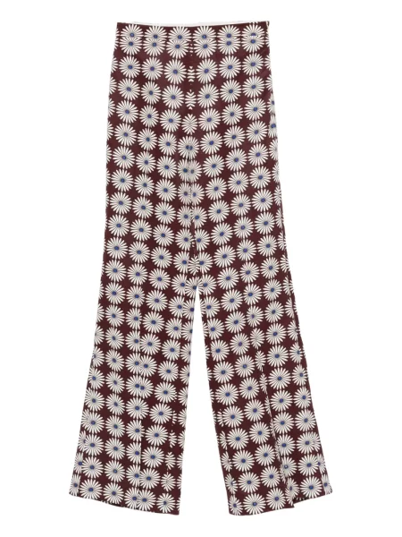 Pantaloni Sandro cu model floral cu imagine maro