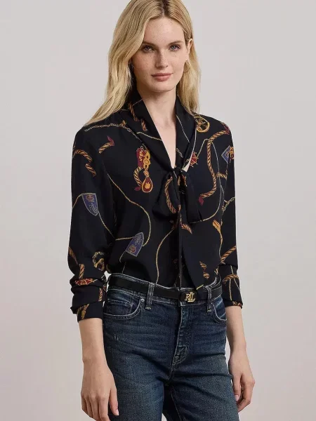 Блуза Lauren Ralph Lauren с десен тъмносиньо