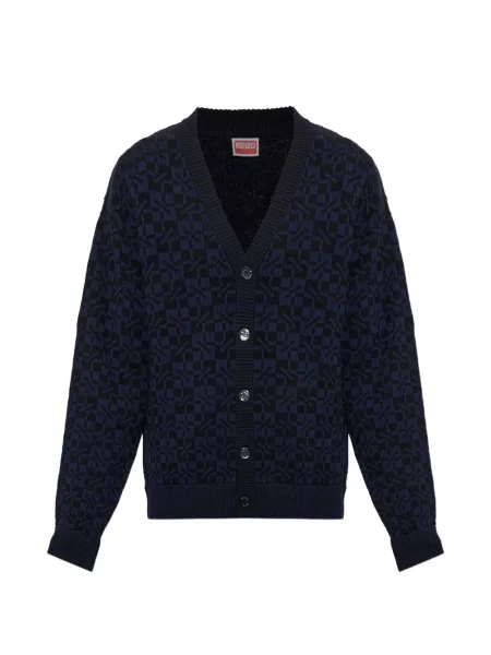 Cardigan Kenzo cu decolteu în V cu imprimeu geometric albastru