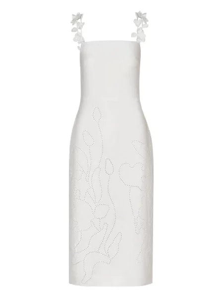 Sukienka bez rękawów Andres Otalora bez rękawów w kwiatki garniturowa biała