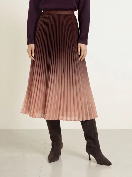 Phase Eight Plisovaná Sukně Tallulah tmavě / velbloudí hnědá
