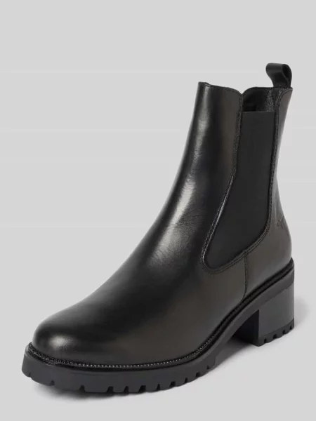 Buty chelsea z naturalnej skóry ze skóry bydlęcej Tamaris czarne