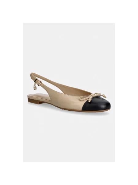 MICHAEL Michael Kors baleriny skórzane Piper Sling Ballet beżowe