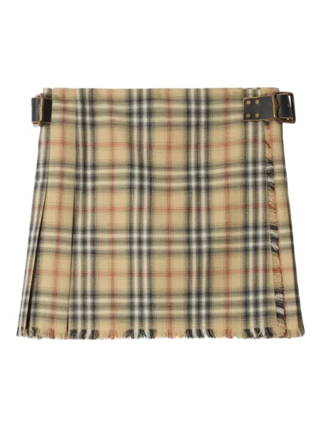 Fusta mini Burberry cu franjuri în carouri