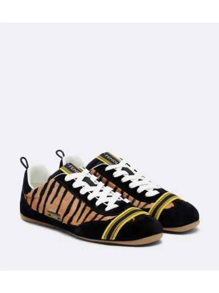 Sneakerși Fendi din piele de căprioară plic maro